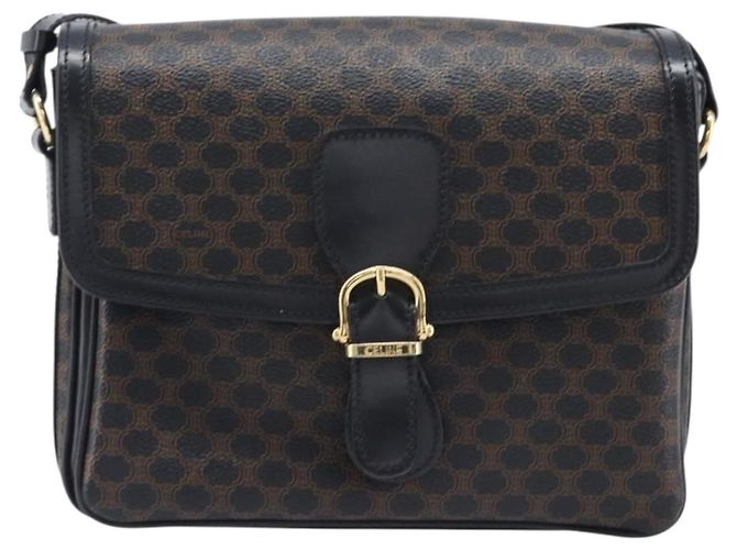 Céline Bolsa de Ombro CELINE Macadam Canvas PVC Leather Black Gold Auth ep16100 Preto Dourado - vista 2