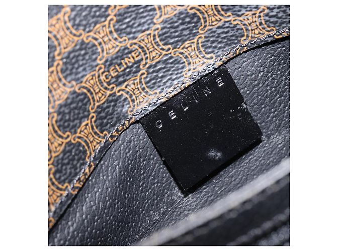 Céline Bolsa de Ombro CELINE Macadam Canvas PVC Leather Black Gold Auth ep16100 Preto Dourado - vista 20