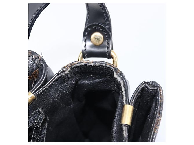 Céline Bolsa de Ombro CELINE Macadam Canvas PVC Leather Black Gold Auth ep16100 Preto Dourado - vista 26