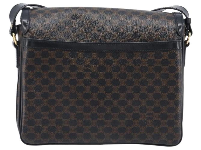 Céline Bolsa de Ombro CELINE Macadam Canvas PVC Leather Black Gold Auth ep16100 Preto Dourado - vista 3