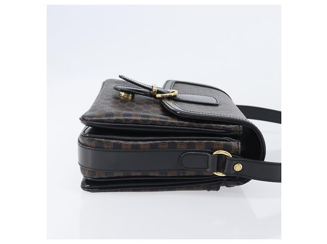Céline Bolsa de Ombro CELINE Macadam Canvas PVC Leather Black Gold Auth ep16100 Preto Dourado - vista 4