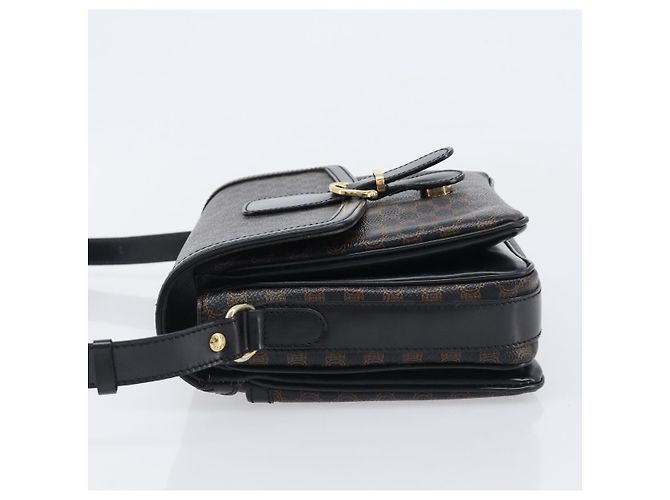 Céline Bolsa de Ombro CELINE Macadam Canvas PVC Leather Black Gold Auth ep16100 Preto Dourado - vista 5