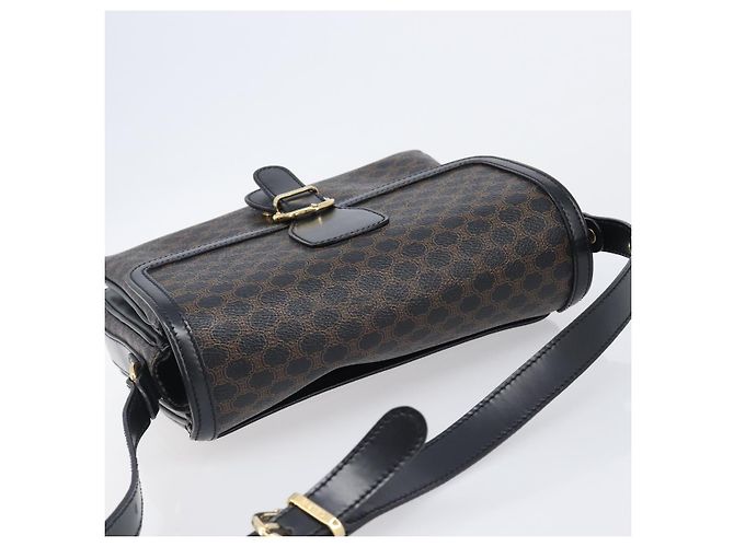 Céline Bolsa de Ombro CELINE Macadam Canvas PVC Leather Black Gold Auth ep16100 Preto Dourado - vista 6