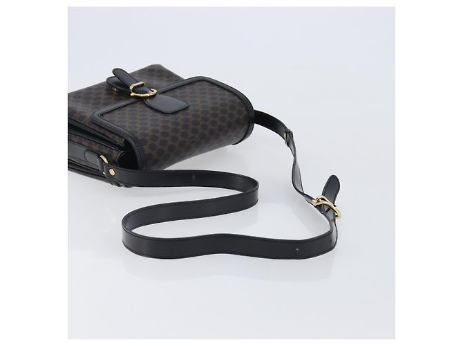 Céline Bolsa de Ombro CELINE Macadam Canvas PVC Leather Black Gold Auth ep16100 Preto Dourado - vista 7