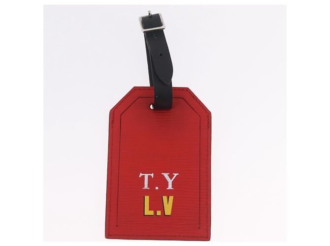 LOUIS VUITTON Porto Address Charm Pelle Set da 2 Rosso Blu LV Auth bs36927 - vista 11