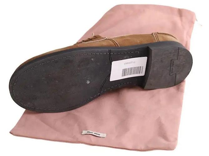 Mocassini Miu Miu in camoscio camel Cammello - vista 6