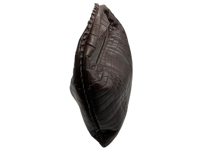 Borsa a tracolla hobo Bottega Veneta in pelle di coccodrillo marrone - vista 2