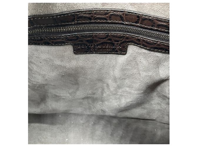 Borsa a tracolla hobo Bottega Veneta in pelle di coccodrillo marrone - vista 7