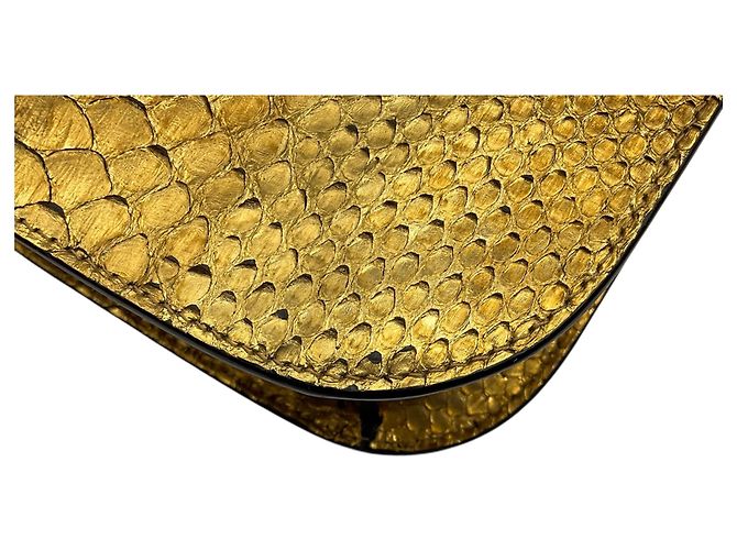 Tom Ford Gold Metallic Python Skin Leather Handbag Golden - view 10
