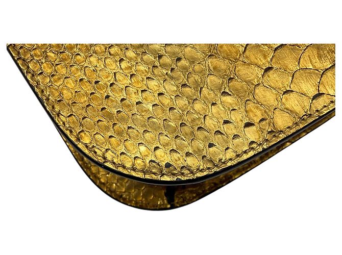 Tom Ford Gold Metallic Python Skin Leather Handbag Golden - view 11