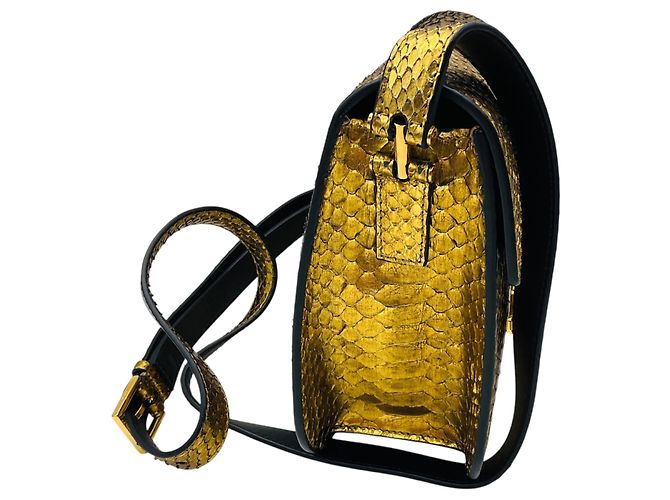 Tom Ford Gold Metallic Python Skin Leather Handbag Golden - view 2