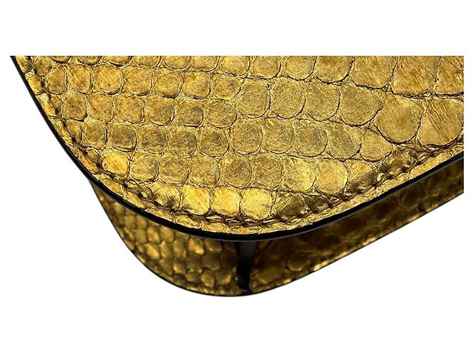 Tom Ford Gold Metallic Python Skin Leather Handbag Golden - view 8