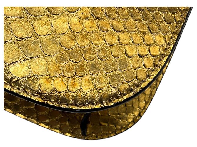 Tom Ford Gold Metallic Python Skin Leather Handbag Golden - view 9