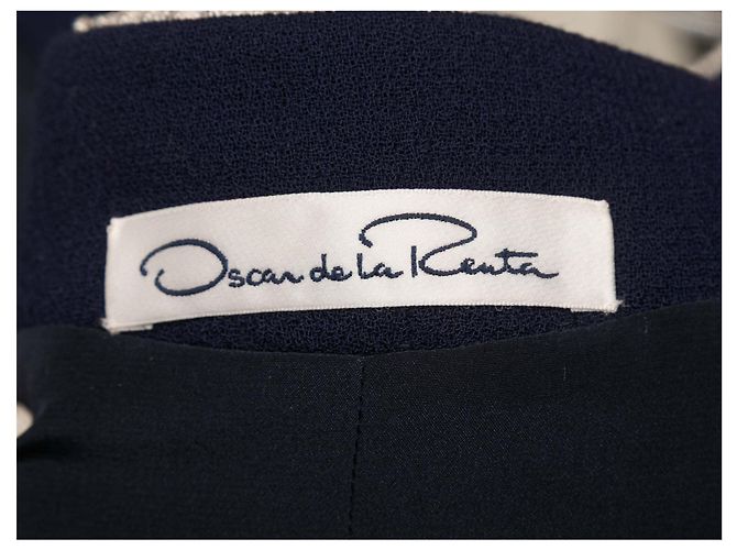 Oscar de la Renta Bestickte Jacke Navy & White Größe US S Marineblau - Ansicht 4