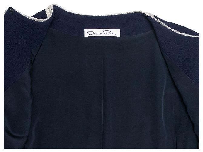 Oscar de la Renta Bestickte Jacke Navy & White Größe US S Marineblau - Ansicht 5