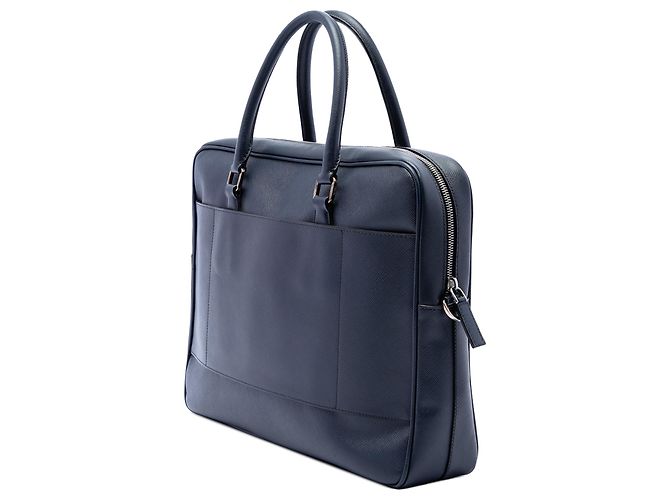 Borsa business Prada Saffiano blu - vista 2