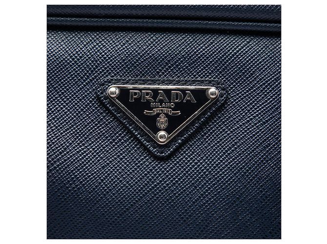 Borsa business Prada Saffiano blu - vista 5