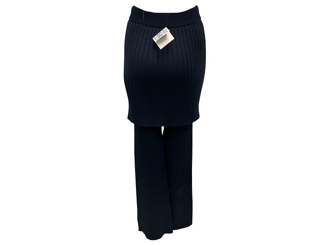 Saia-calça de malha de lã sobreposta Loewe Navy Blue / Marino Azul marinho - vista 3