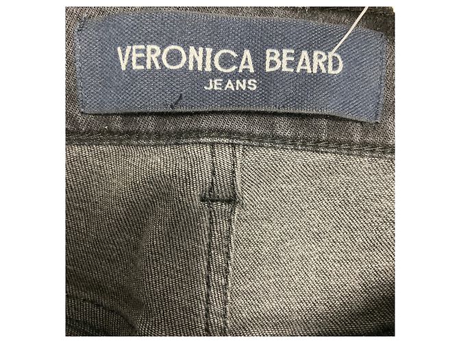 Veronica Beard Jeans Black Washed Onyx Crosbie High Rise Wide Leg Jeans with Tonal Embroidery Nero - vista 4