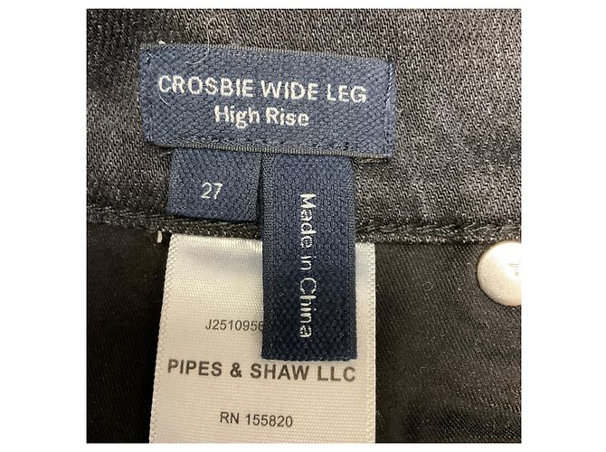 Veronica Beard Jeans Black Washed Onyx Crosbie High Rise Wide Leg Jeans with Tonal Embroidery Nero - vista 5