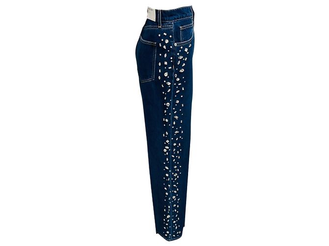Veronica Beard Jeans Stoned Bright Blue Kasey Embellished Mid Rise Wide Leg Jeans Azul - vista 2