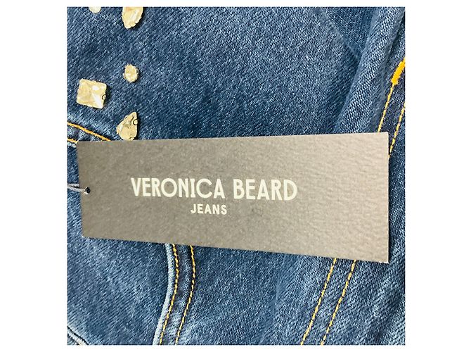 Veronica Beard Jeans Stoned Bright Blue Kasey Embellished Mid Rise Wide Leg Jeans Azul - vista 6