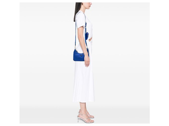 Prada Mini Tessuto Re Edition 2005 Schultertasche Blau - Ansicht 6
