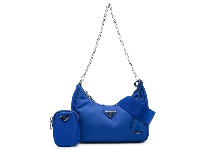 Prada Mini Tessuto Re Edition 2005 Schultertasche Blau - Ansicht 7
