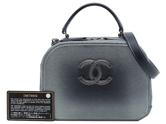 Borsa vanity satchel Chanel Small CC Quilted Metallic Caviar Coco Curve Grigio - vista 7