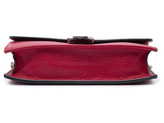 Borsa a tracolla con catena Gucci Interlocking G in pelle di vitello Dollar rossa Rosso - vista 3