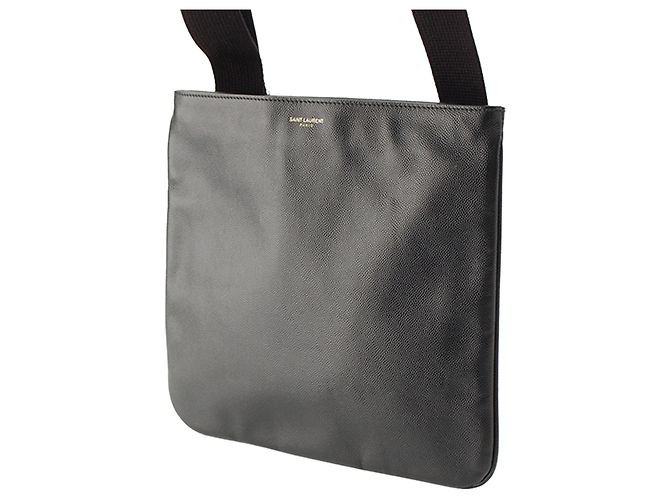 Autre Marque Borsa crossbody piatta Saint Laurent Grain De Poudre nera Nero - vista 2