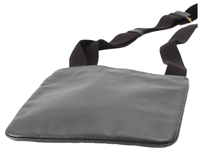 Autre Marque Borsa crossbody piatta Saint Laurent Grain De Poudre nera Nero - vista 4