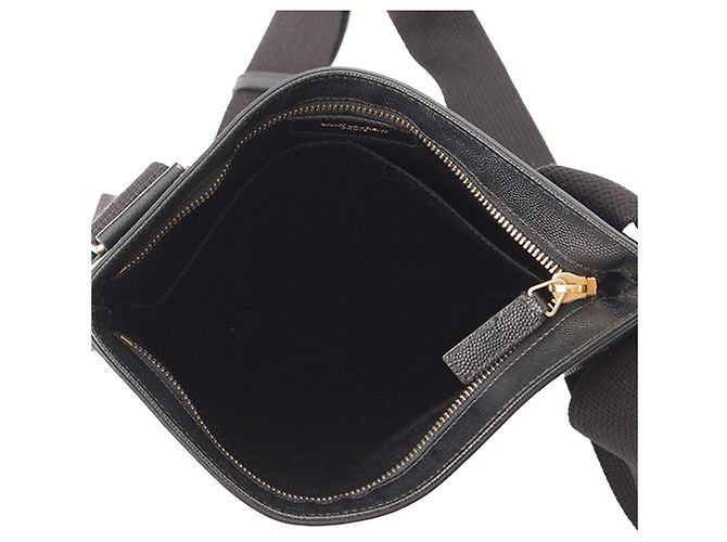 Autre Marque Borsa crossbody piatta Saint Laurent Grain De Poudre nera Nero - vista 5