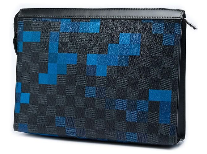 Borsa a Clutch Louis Vuitton Damier Graphite Pixel Pochette Voyage MM Grigia Grigio - vista 2