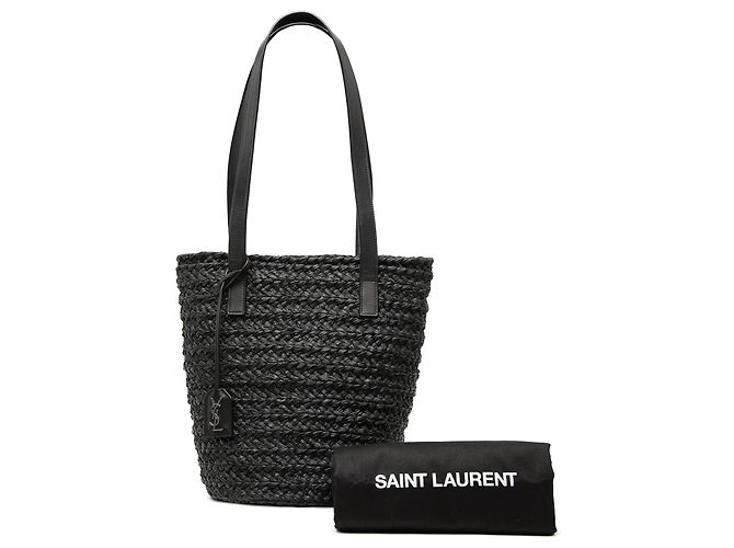 Autre Marque Small Raffia Panier Tote Nero Saint Laurent - vista 7