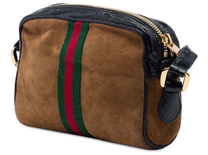 Borsa a tracolla Mini Suede Web Ophidia Gucci Marrone - vista 2