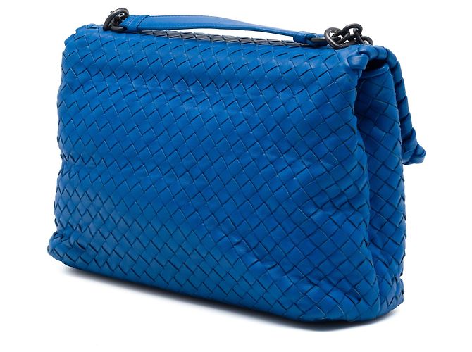 Blue Bottega Veneta Medium Nappa Intrecciato Olimpia Shoulder Bag - view 2