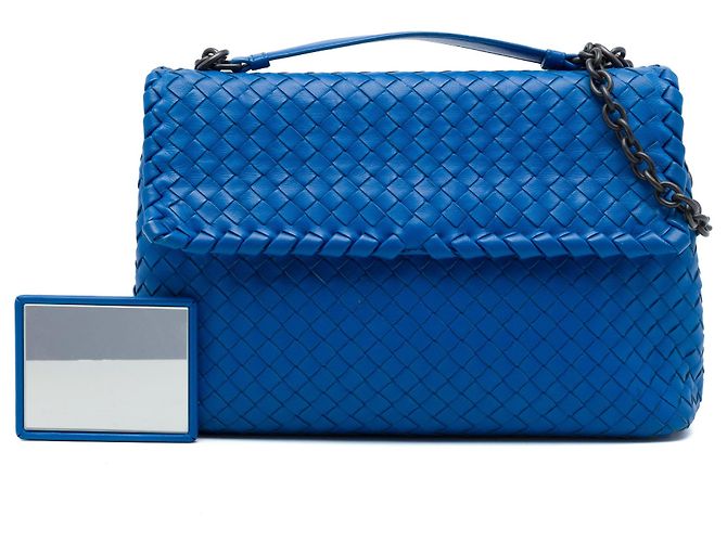 Blue Bottega Veneta Medium Nappa Intrecciato Olimpia Shoulder Bag - view 7