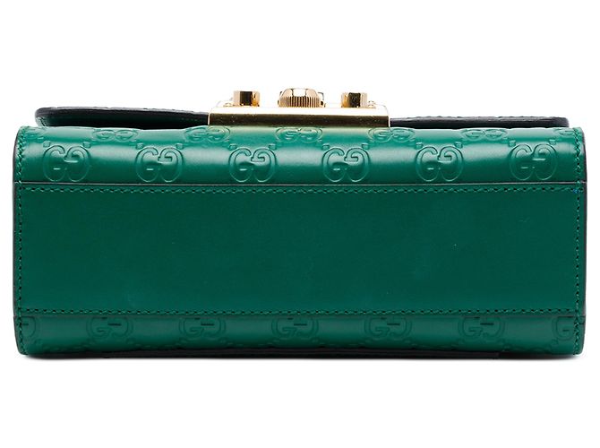 Padlock Borsa a tracolla Gucci Small Guccissima con lucchetto, Verde - vista 3