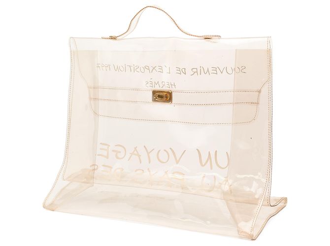 Borsa a mano Hermès Vinyl Souvenir De L Exposition Kelly Bianca Bianco - vista 2