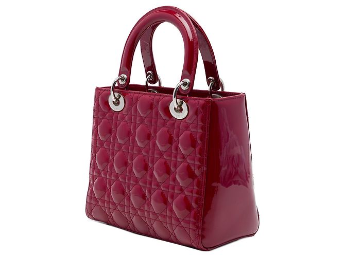 Autre Marque Borsa Lady Dior Medium in pelle vernice Cannage rossa Rosso - vista 2