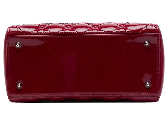 Autre Marque Borsa Lady Dior Medium in pelle vernice Cannage rossa Rosso - vista 3