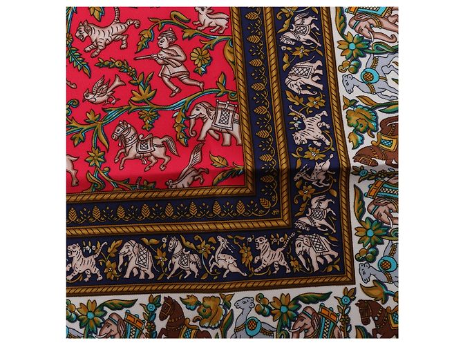 Hermès Carré 90 "CHASSE en INDE" Pañuelo de seda Azul - vista 11