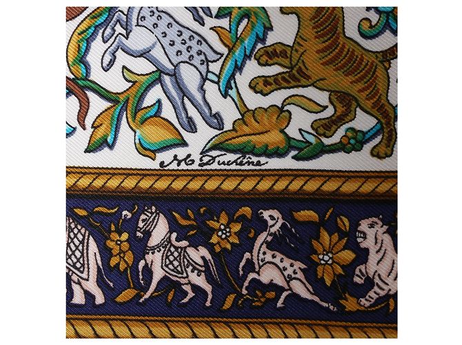 Hermès Carré 90 "CHASSE en INDE" Pañuelo de seda Azul - vista 12