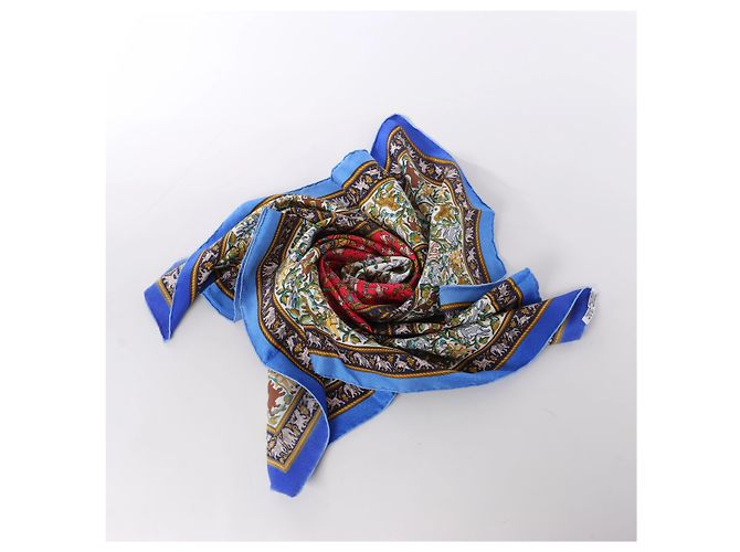Hermès Carré 90 "CHASSE en INDE" Pañuelo de seda Azul - vista 13