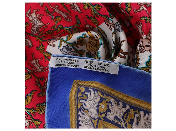 Hermès Carré 90 "CHASSE en INDE" Pañuelo de seda Azul - vista 14
