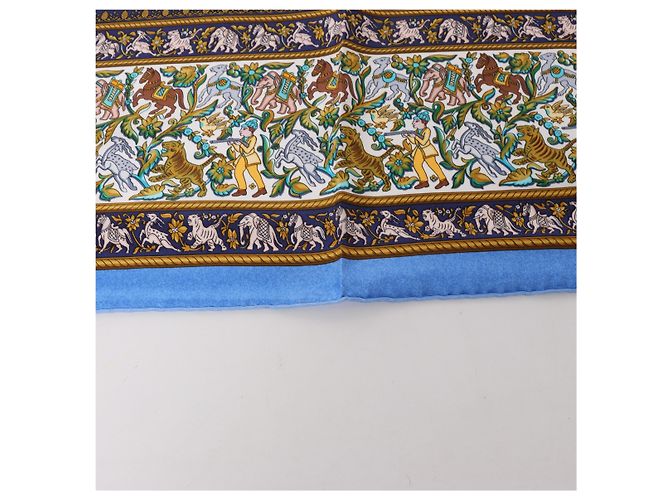 Hermès Carré 90 "CHASSE en INDE" Pañuelo de seda Azul - vista 16
