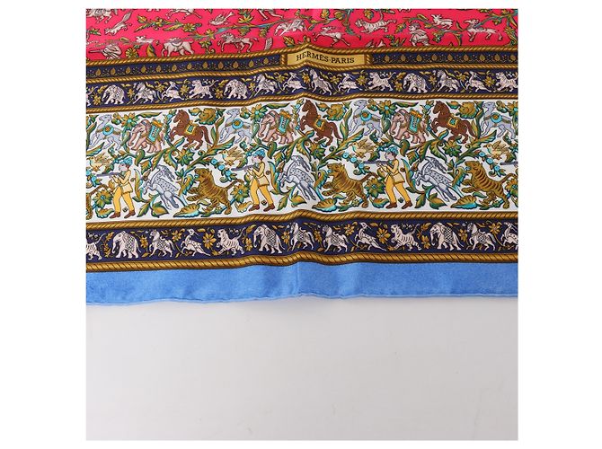 Hermès Carré 90 "CHASSE en INDE" Pañuelo de seda Azul - vista 17
