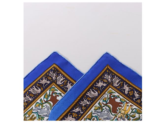 Hermès Carré 90 "CHASSE en INDE" Pañuelo de seda Azul - vista 2