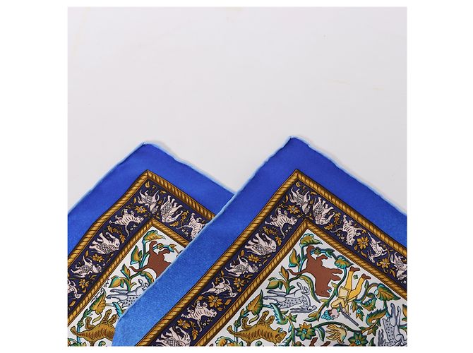 Hermès Carré 90 "CHASSE en INDE" Pañuelo de seda Azul - vista 3